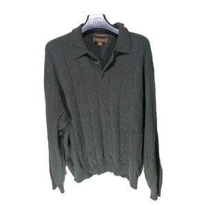 Tasso Elba Fine Cashmere Sweater Mens XXL Olive Geeen Polo Style